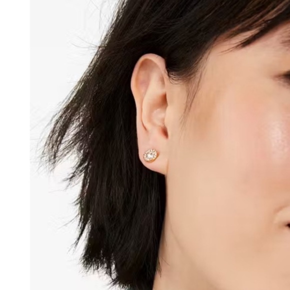 KATE SPADE You're A Gem Pave Halo Gold Stud Earrings - Picture 4 of 6